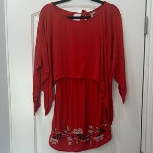 ASOS Red Floral Embroidered Women’s Swim Coverup
